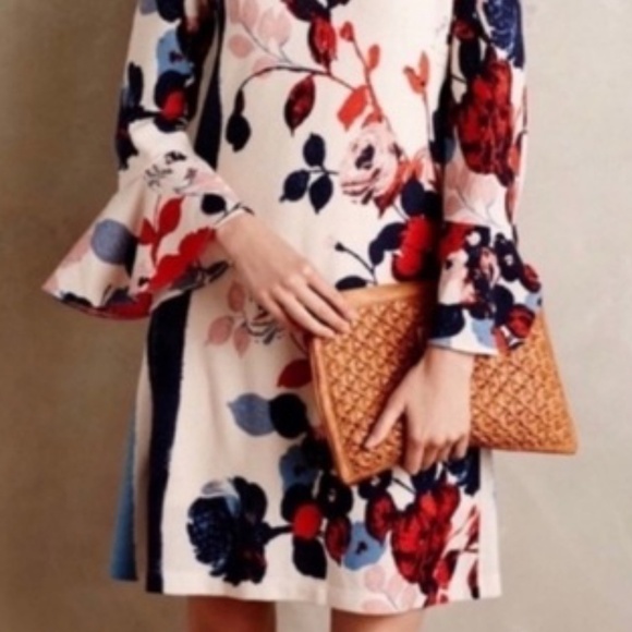 𝅺Anthropologie Maeve Anthousai Floral Sweater Shift Dress, Size Medium - Picture 9 of 9